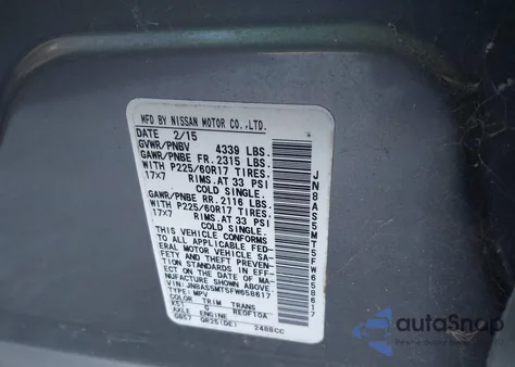 2015 Nissan Rogue Select S z USA, uszkodzony, nr VIN JN8AS5MT5FW658617